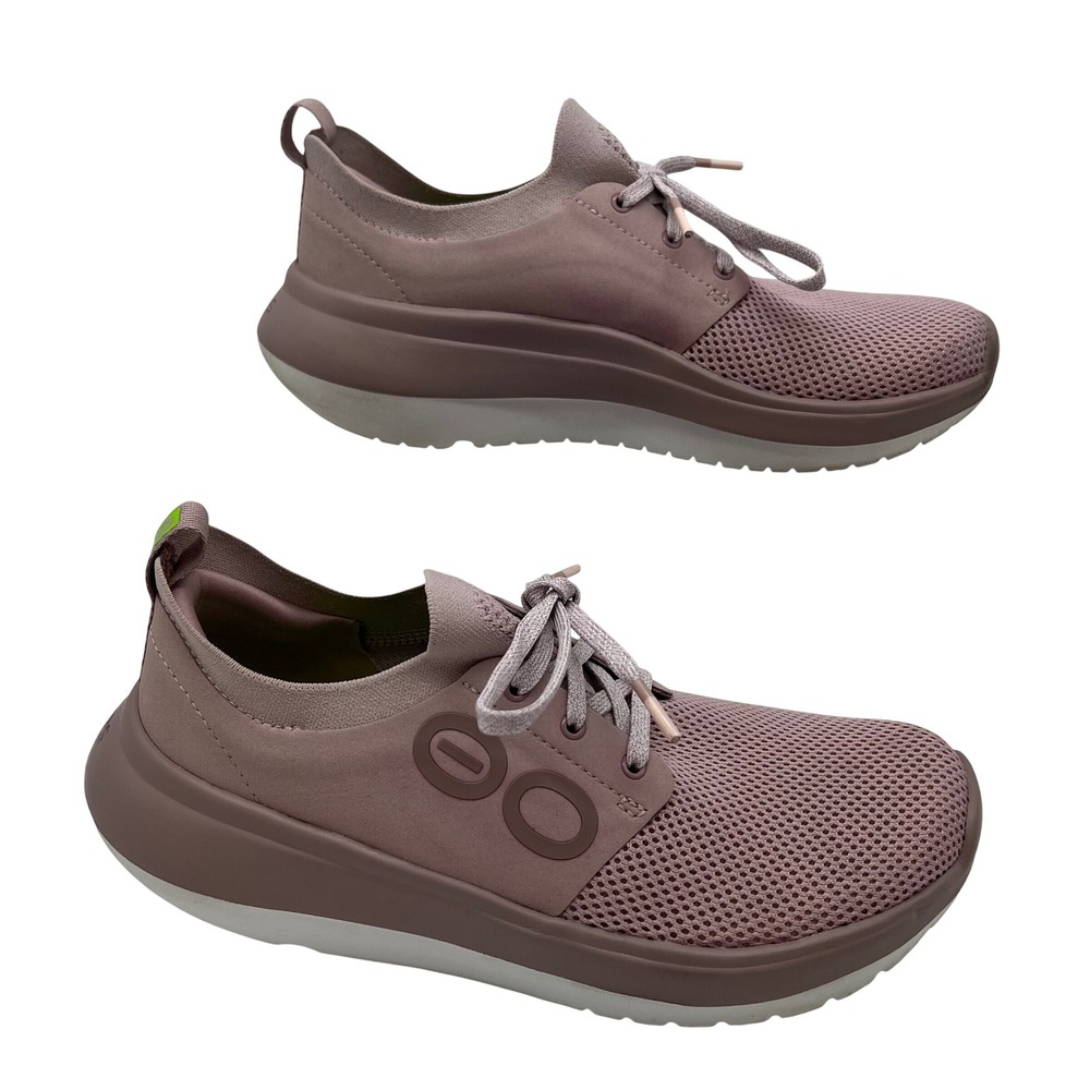 Oofos OOmy Stride Recovery Sneakers Women 7.5 Stardust Pink Mesh Low Top Support